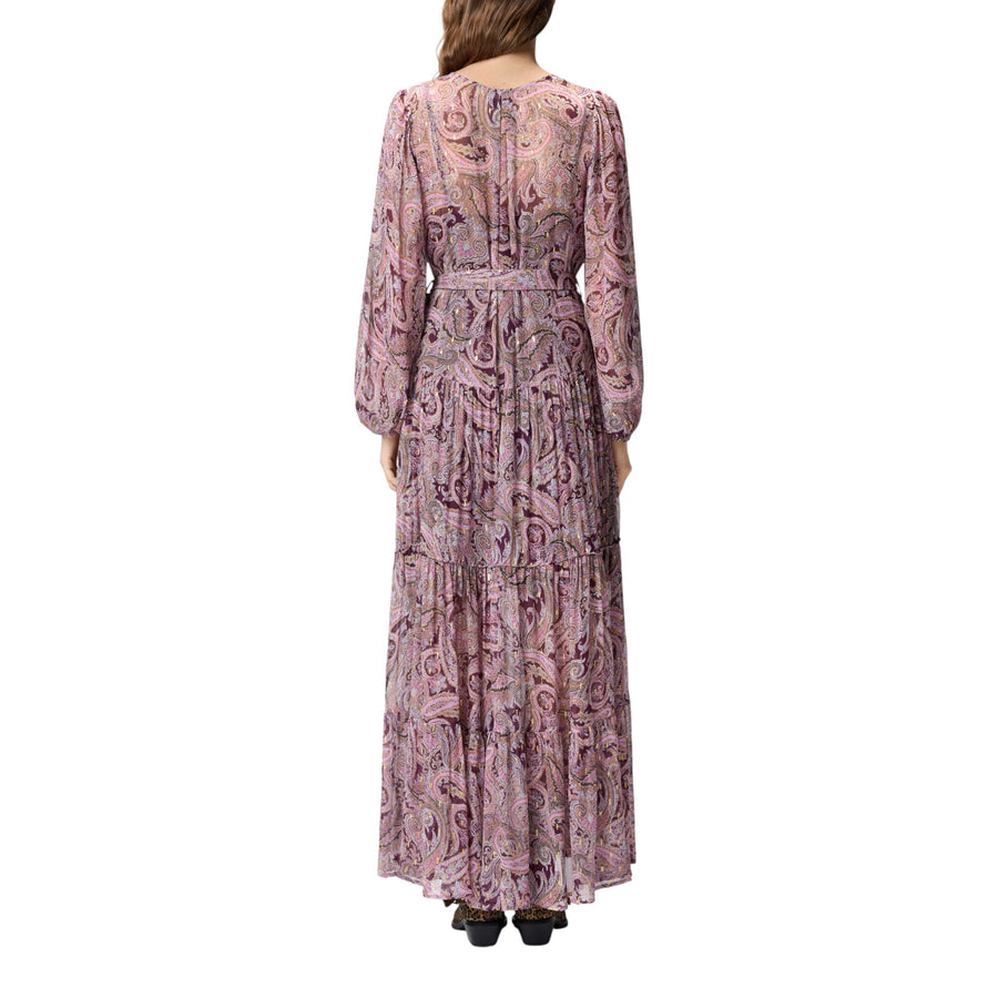 Vestito donna lungo con stampa cachemire metallizzata