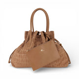 Borsa donna in suede con stampa cocco
