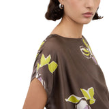 Blusa donna boxy con stampa floreale