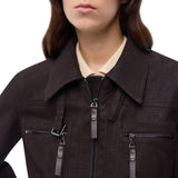 Giubbino donna cropped effetto pelle nabuk