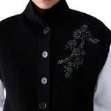 Gilet donna in lana con ricamo gioiello