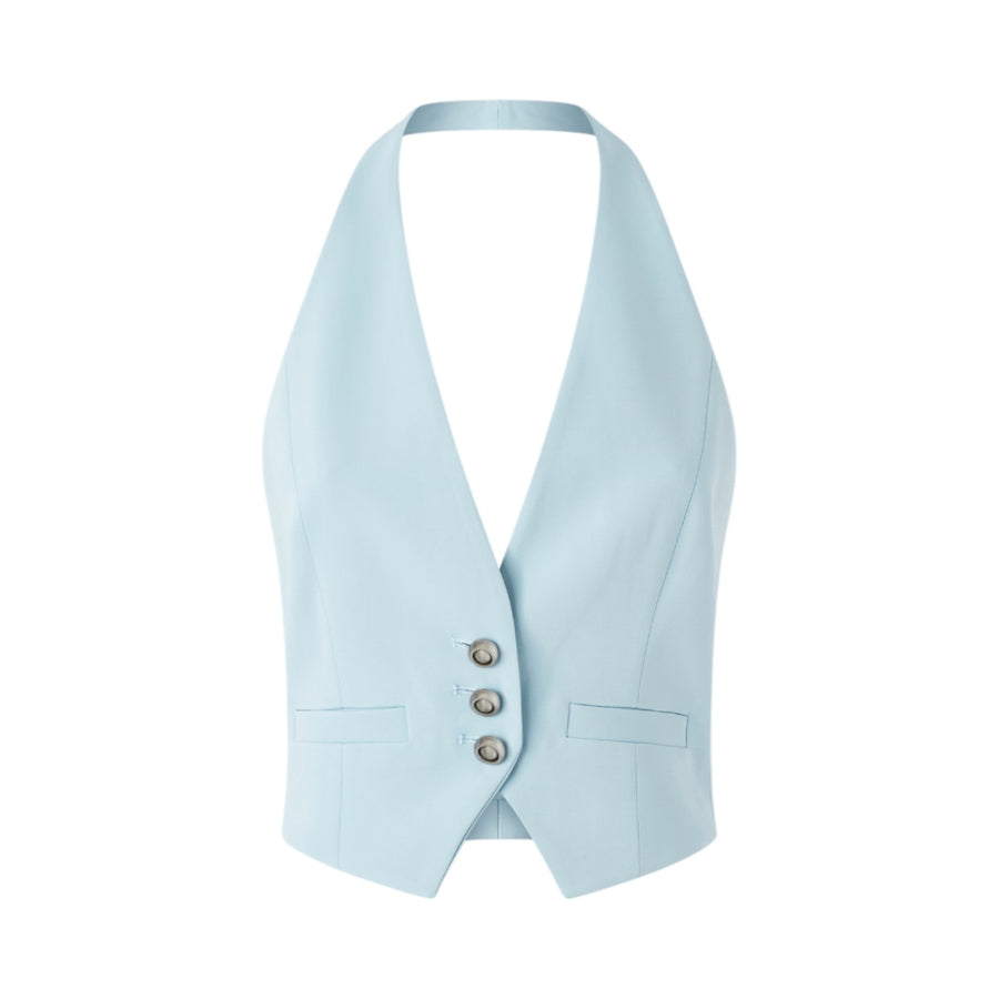 Gilet donna corto in tessuto tecnico con schiena scoperta
