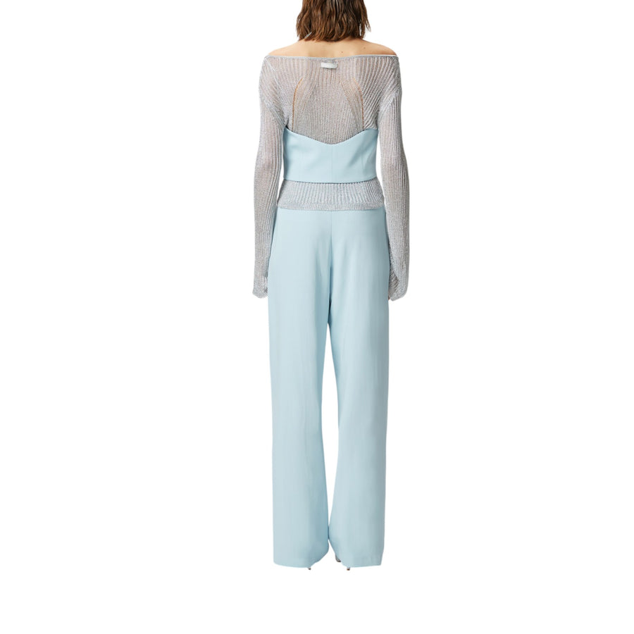 Gilet donna corto in tessuto tecnico con schiena scoperta