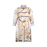 Abito donna corto in twill stampato