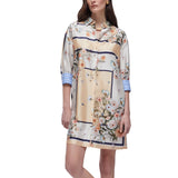 Abito donna corto in twill stampato