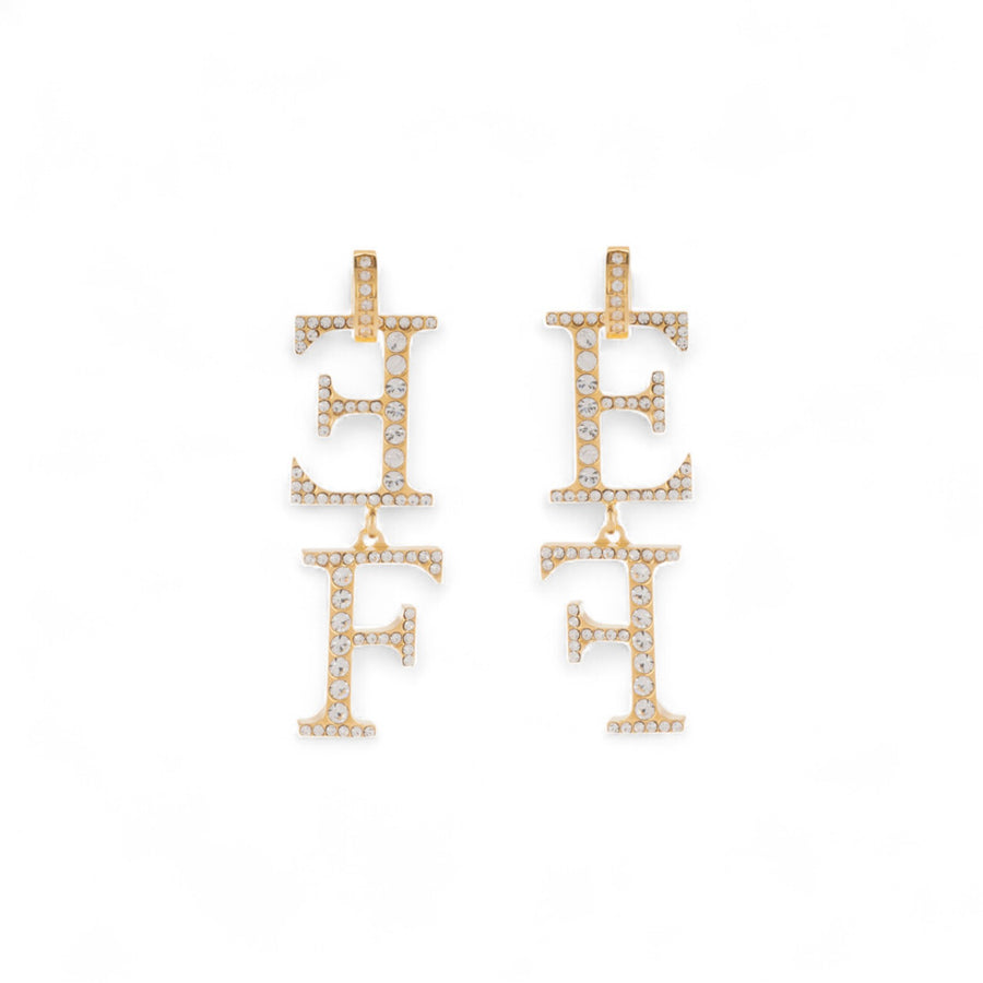 Orecchini donna in ottone con logo pendente
