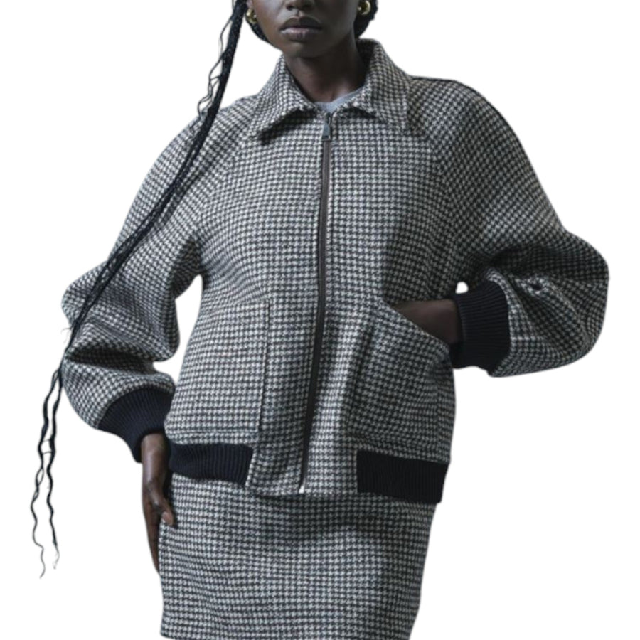 Bomber donna in pied de poule