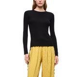 Maglia donna a costine con pizzo