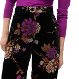 Pantalone donna Dritto Devoré Velluto Floreale