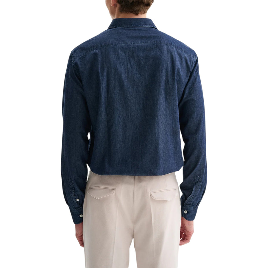 Camicia uomo in denim lavaggio scuro