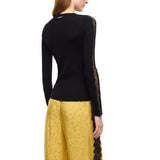 Maglia donna a costine con pizzo