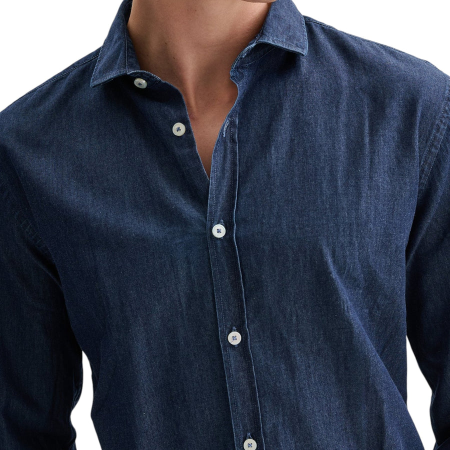 Camicia uomo in denim lavaggio scuro