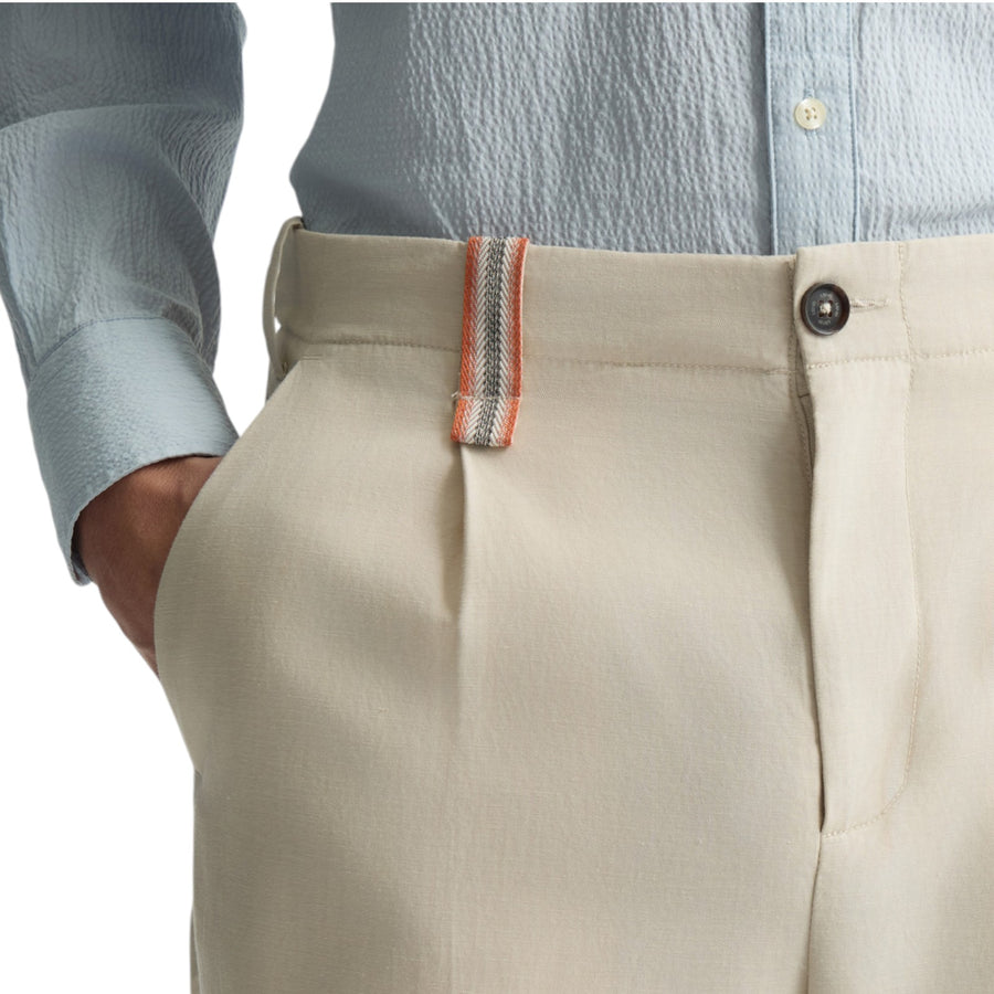 Pantaloni jacquard in misto lino