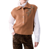 Gilet donna in lana con ricamo gioiello