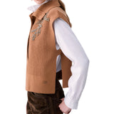 Gilet donna in lana con ricamo gioiello