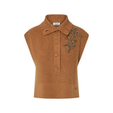 Gilet donna in lana con ricamo gioiello