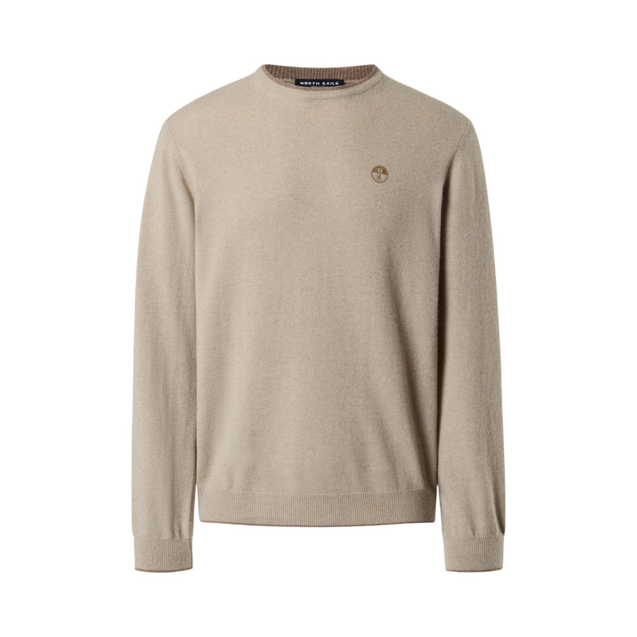 Maglione uomo girocollo con logo ricamato