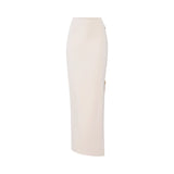 Gonna donna in crêpe leggero con zip gioiello
