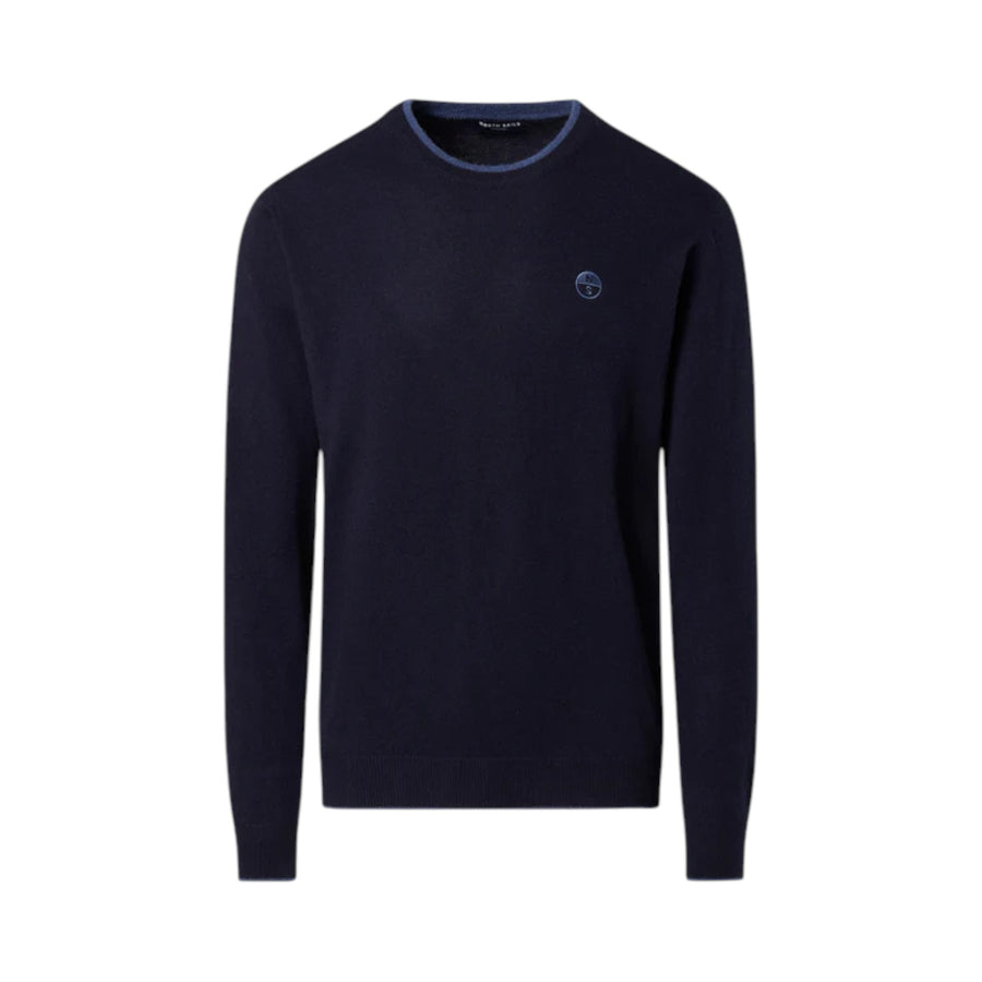 Maglione uomo girocollo con logo ricamato