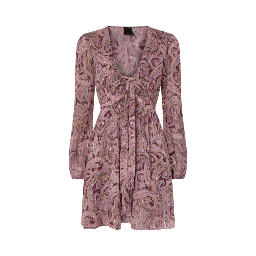 Vestito donna corto con stampa cachemire metallizzata
