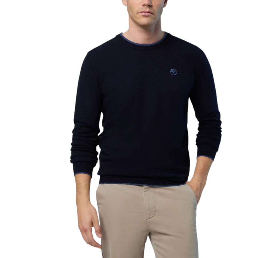 Maglione uomo girocollo con logo ricamato