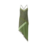 Abito donna corto asimmetrico in pizzo effetto patchwork