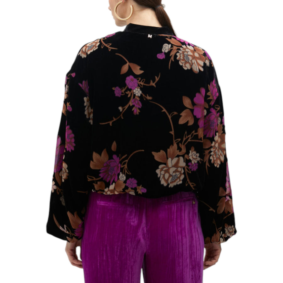 Bomber donna in velluto devoré con stampa floreale