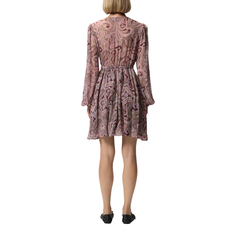 Vestito donna corto con stampa cachemire metallizzata