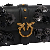 Borsa donna a spalla Baby Love Bag Slouchy in pelle con fiori gioiello