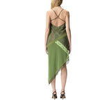 Abito donna corto asimmetrico in pizzo effetto patchwork