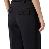 Pantaloni donna in crêpe leggero con dettagli smoking