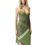 Abito donna corto asimmetrico in pizzo effetto patchwork