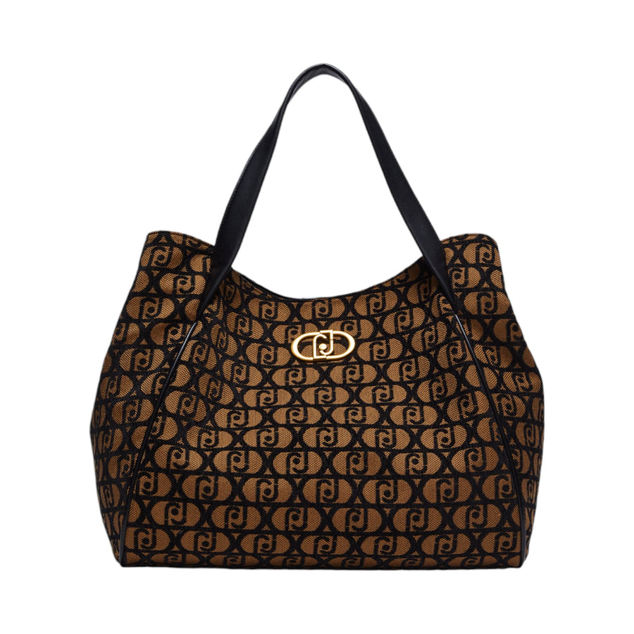 Shopping bag donna jacquard con logo