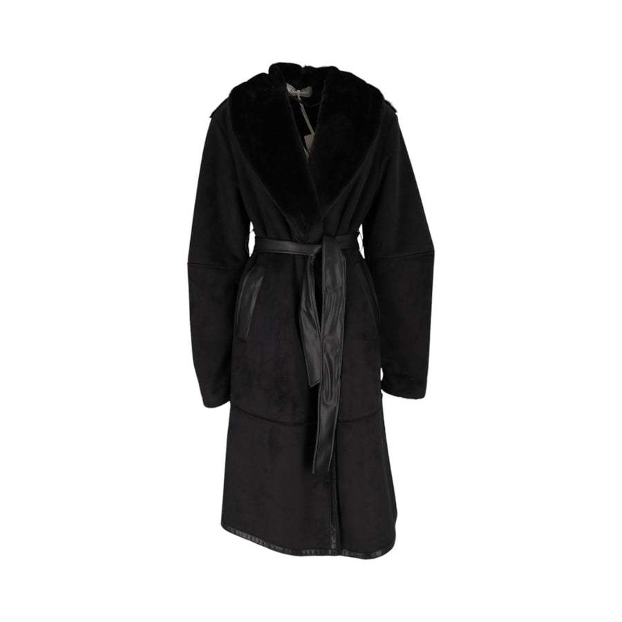 Cappotto donna lungo vestagliato in ecomontone