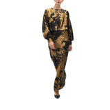 Vestito donna lungo stampato con manica asimmetrica