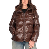 Piumino donna in crystal nylon con cappuccio