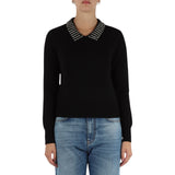 Maglia donna con colletto e strass