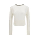 Maglia donna in misto lana con collo gioiello