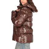 Piumino donna in crystal nylon con cappuccio