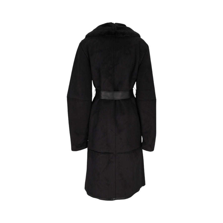 Cappotto donna lungo vestagliato in ecomontone