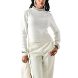 Maglia donna in misto lana con collo gioiello