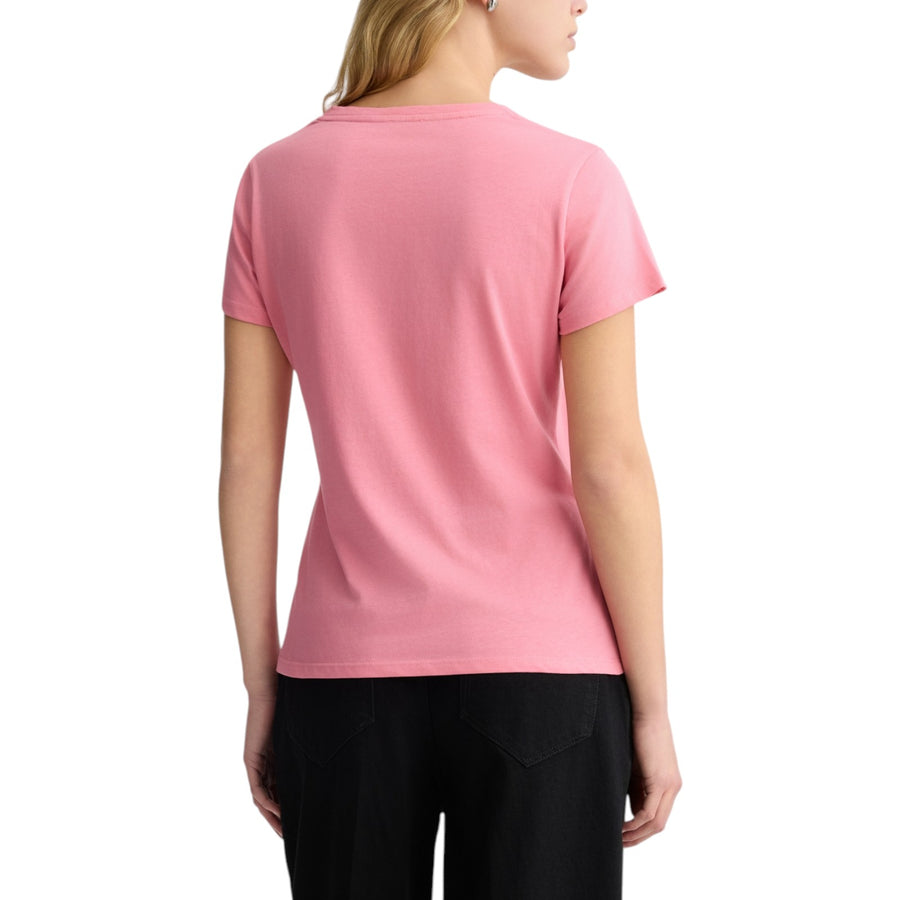 T-shirt donna con logo e strass