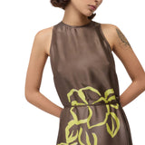 Abito donna midi in raso di viscosa