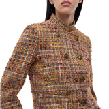 Giacca donna in tweed bouclé con bottoni a contrasto