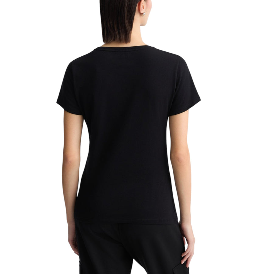 T-shirt donna con logo e strass