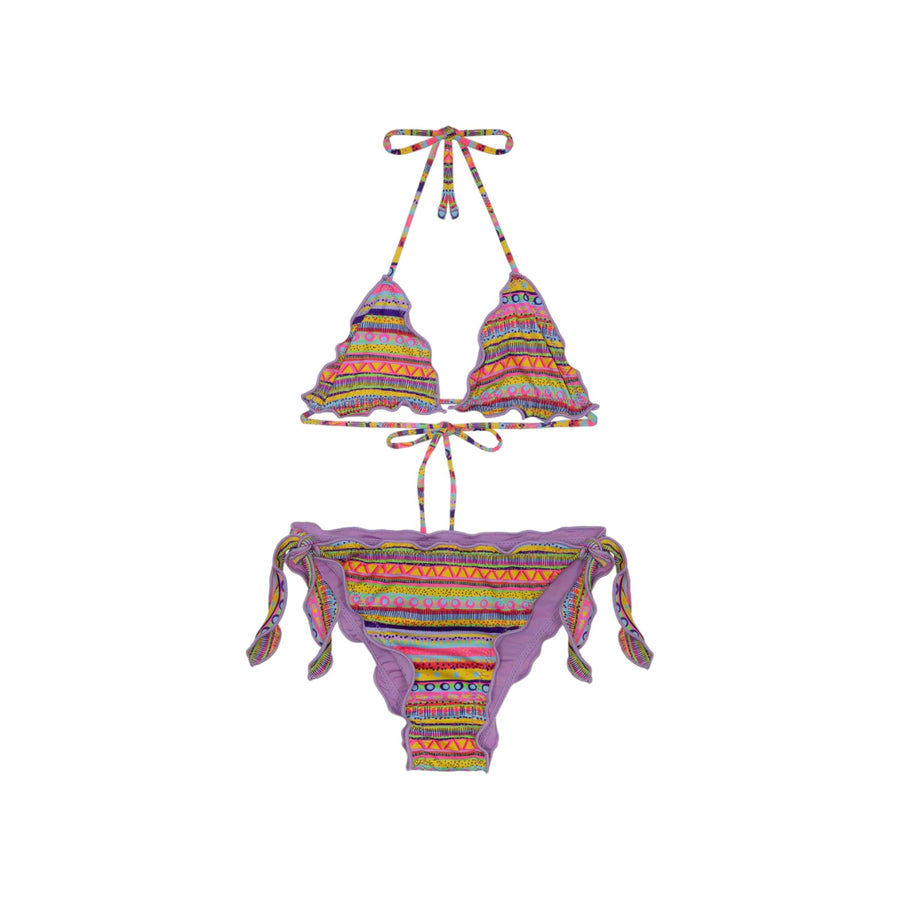 Bikini bimba triangolo frou frou e slip nodi regolabile seashell