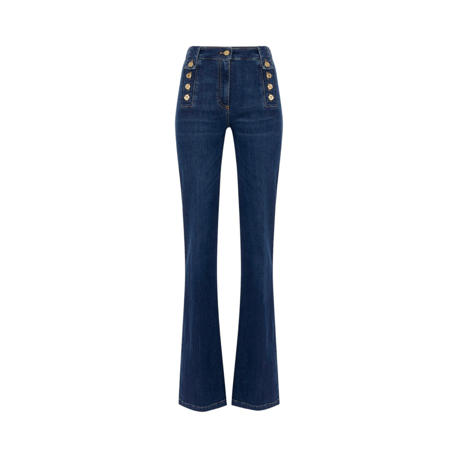 Jeans donna a palazzo con bottoni