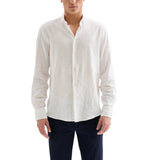 Camicia Uomo Lino Collo alla Francese Bianca QB24