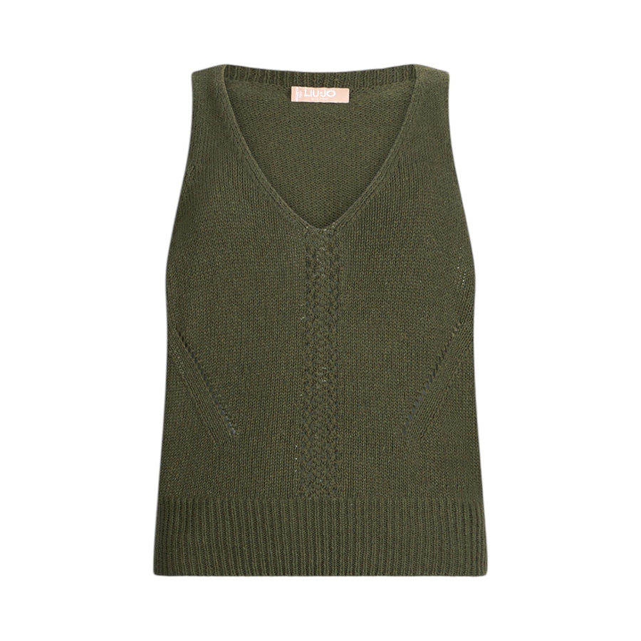 Top donna in maglia con cut-out