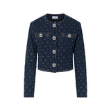 Giacca donna in denim matelassé con strass